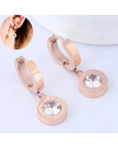 Korean Fashion Titanium Steel Inlaid Zirconium Earrings Wholesale Colorza
