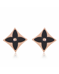 Wholesale Korean Square Four-Leaf Titanium Steel Stud Earrings Colorza