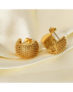 Wholesale Jewelry Hollow Rhombus Plaid Stainless Steel Earrings Colorza