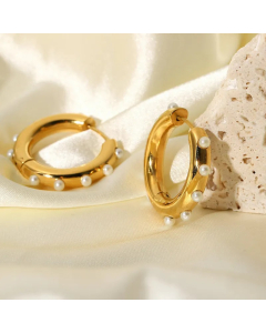 Wholesale Jewelry Inlaid Pearl Stainless Steel Earrings Colorza