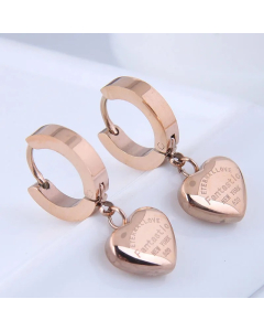 Simple Peach Heart Titanium Steel Earrings Wholesale