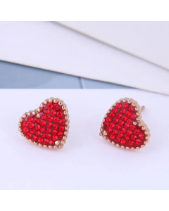 Korean Fashion Titanium Steel Heart Diamond Earrings