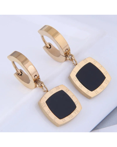 Fashion Titanium Steel Roman Numerals Geometric Square Earrings