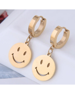 Korean Style Fashion Simple Smiley Face Titanium Steel Earrings