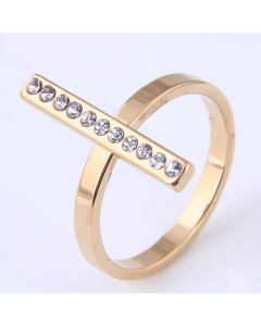 Korean Fashion Hip-Hop Strips Simple Diamond-Studded Stainless Steel Ring