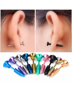 Fashion Punk Style Titanium Steel Screw Stud Earrings
