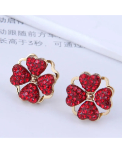 Simple Diamond-Studded Four-Leaf Titanium Steel Earrings