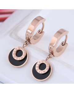 Fashion Titanium Steel Simple Round Number Earrings