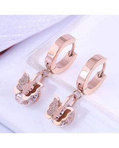 Fashion Titanium Steel Simple Butterfly Zircon Earrings