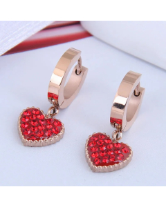 Diamond-Studded Round Titanium Steel Earrings