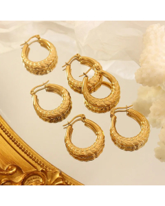 Fashion Wheat Ear Geometric Titanium Steel Plated 18K Gold Earrings