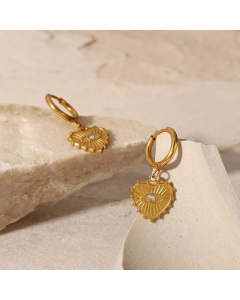 18K Gold Stainless Steel Devil Eye Heart-Shaped Pendant Earrings