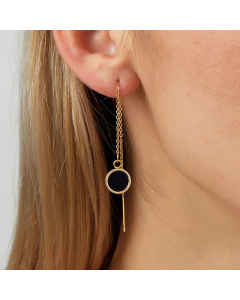 New Creative Stainless Steel Electroplating 18K Gold Round Pendent Chain Earrings