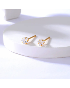 New Fashion Stainless Steel Electroplating 18K Gold Zircon Five-Pointed Star Earrings