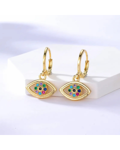 Fashion Jewelry Copper 18K Gold Plated Color Zircon Eye Earrings Earrings