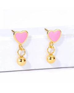 Stainless Steel Material Electroplating 18K Gold Heart Bead Pendant Earrings