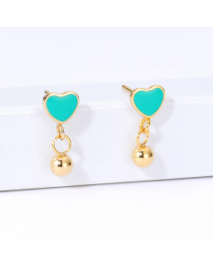 Simple Stainless Steel Electroplating 18K Gold Heart Pendant Earrings