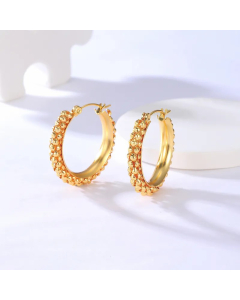Fashion New Stainless Steel Electroplating 18K Gold Retro Circle Earrings For Women