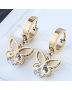 Fashion Simple Butterfly Zircon Titanium Steel Titanium Steel Stud Earrings