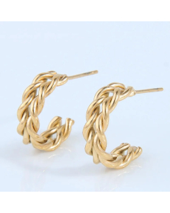 Korean Weaving Titanium Steel Geometric C-Shaped Earrings