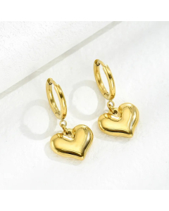 Titanium Steel Plated 14K Gold Fashion Heart Drop Earrings