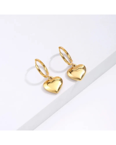 Simple New Electroplating 18K Heart Golden Pendant Earrings