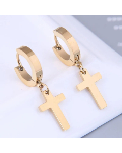 Fashion Simple Cross Titanium Steel Personalized Hoop Earrings Wholesale