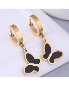 Korean Fashion Butterfly Titanium Steel Personalized Hoop Earrings