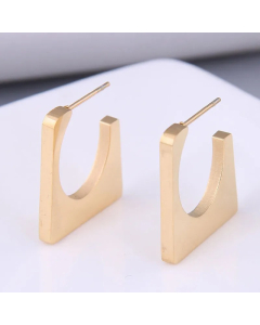 Korean Fashion Three-Dimensional Square Titanium Steel Earrings Wholesale
