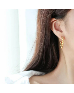 Fashion Stainless Steel Gold-Plated C Shaped Twist Women Earrings