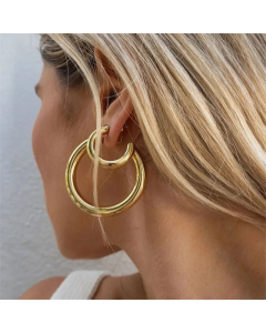 Fashion Stainless Steel Gold Plated Ornament 
C-Shaped Earrings