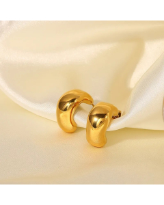 Fashion New 18K Gold C-Shaped Twisted Cashew Stainless Steel Earrings
