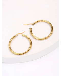 Fashion Creative Glossy Stainless Steel Electroplated 18K Circle Earrings