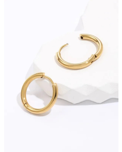 Creative Simple Stainless Steel Electroplated 18K Golden Circle Earrings