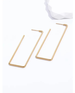 Fashion Creative Stainless Steel Electroplating 18K Gold Hollow Square Earrings
