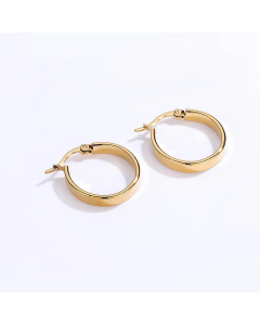 Simple Golden Stainless Steel Plated 18K Gold Hoop Earrings