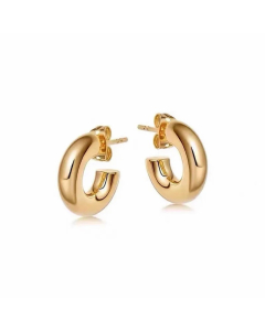 Women Simple Retro C-Shaped Semi-Circle Stainless Steel Gold Sliver Earrings