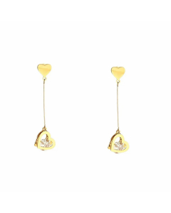 Small Exquisite Hollow Geometric Star Heart-Shaped Zircon Stainless Steel Earrings