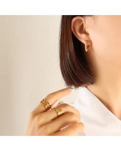 Fashion Simple Titanium Steel Gold-Plated Earrings Female