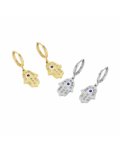 Fashion Palm Pendant Inlaid Rhinestone Pendant Stainless Steel Earrings