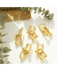 Fashion Vachette Clasp Metal Earrings Female Simple Titanium Steel
