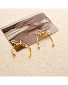 Knotted Bow Stainless Steel Stud Earrings