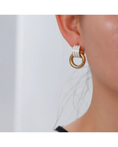Women Fashion Simple Style Geometric Round Stainless Steel No Inlaid Earrings Plating Stainless Steel Earrings