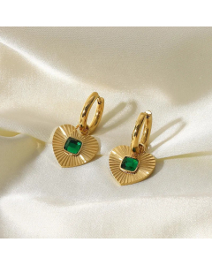 Women Retro Fashion Square Heart Stainless Steel Zircon Earrings Plating Stainless Steel Earrings
