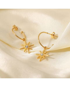 Fashion Stainless Steel Geometric Pattern Earrings Daily Electroplating Zircon Stainless Steel Earrings