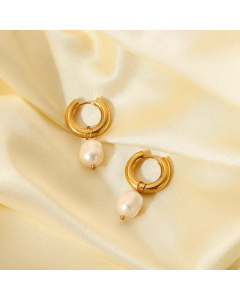 Fashion Stainless Steel Geometric Pattern Earrings Electroplating Artificial Pearl Stainless Steel Earrings