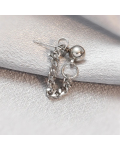 Fashion Simple Stainless Steel Chain Ball Back Hanging Chain Earrings