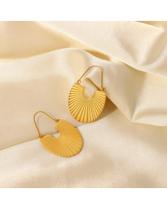 Fashion Simple 18K Gold Stainless Steel Fan Rib Geometric Earrings