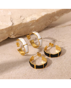 Fashion Retro 18K Gold C Shaped Drop Stainless Steel Earrings