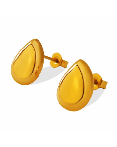Retro Geometric Water Drop Shape Female Titanium Steel 18K Gold Plating Earring Ornament